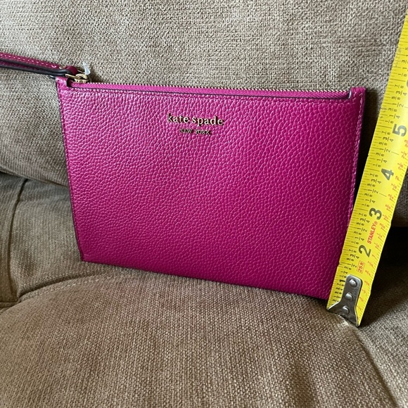 Kate Spade Magenta Leather Clutch Wristlet Bag Versatile Aesthetic Preppy chic - Picture 5 of 7